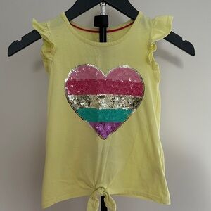 Charming Yellow Tank Top with Sequin Heart